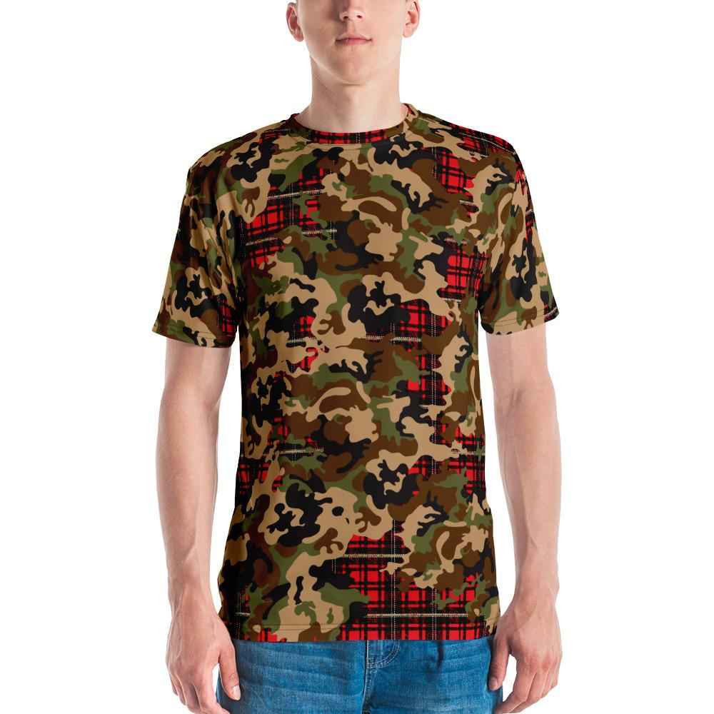 65 MCMLXV Men's Woodland Camouflage & Red Plaid Print T-Shirt