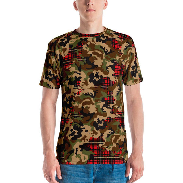 65 MCMLXV Men's Woodland Camouflage & Red Plaid Print T-Shirt - 65mcmlxv
