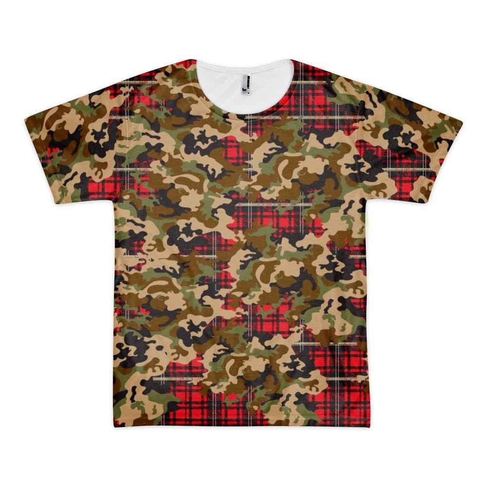 65 MCMLXV Men's Woodland Camouflage & Red Plaid Print T-Shirt