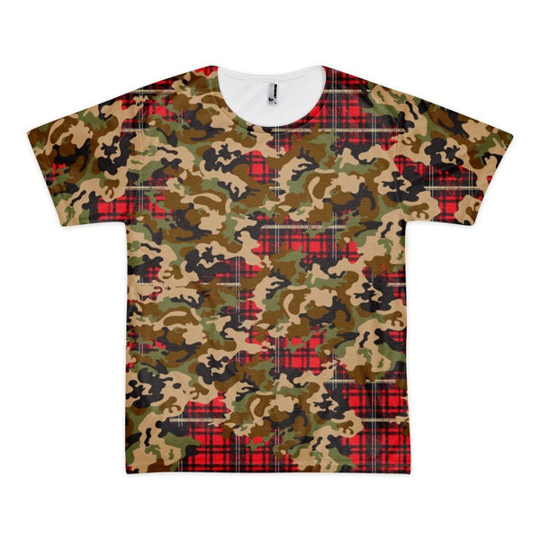 65 MCMLXV Men's Woodland Camouflage & Red Plaid Print T-Shirt - 65mcmlxv