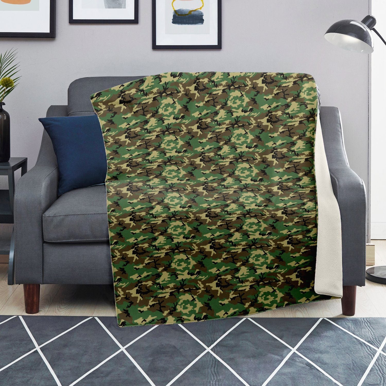 65 MCMLXV Military Camouflage Print Microfleece Blanket - 65mcmlxv