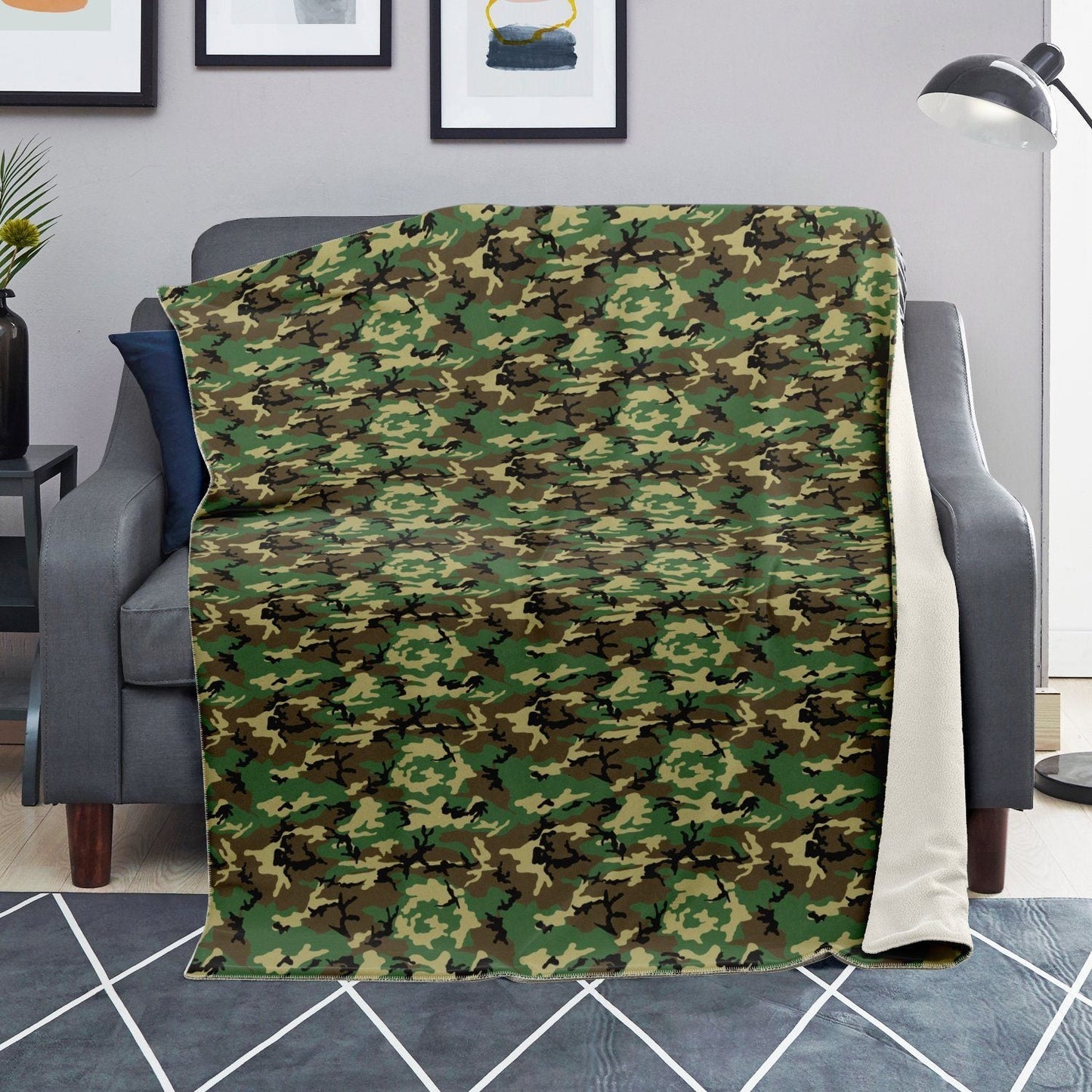 65 MCMLXV Military Camouflage Print Microfleece Blanket - 65mcmlxv