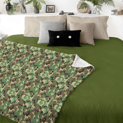 65 MCMLXV Military Camouflage Print Microfleece Blanket - 65mcmlxv