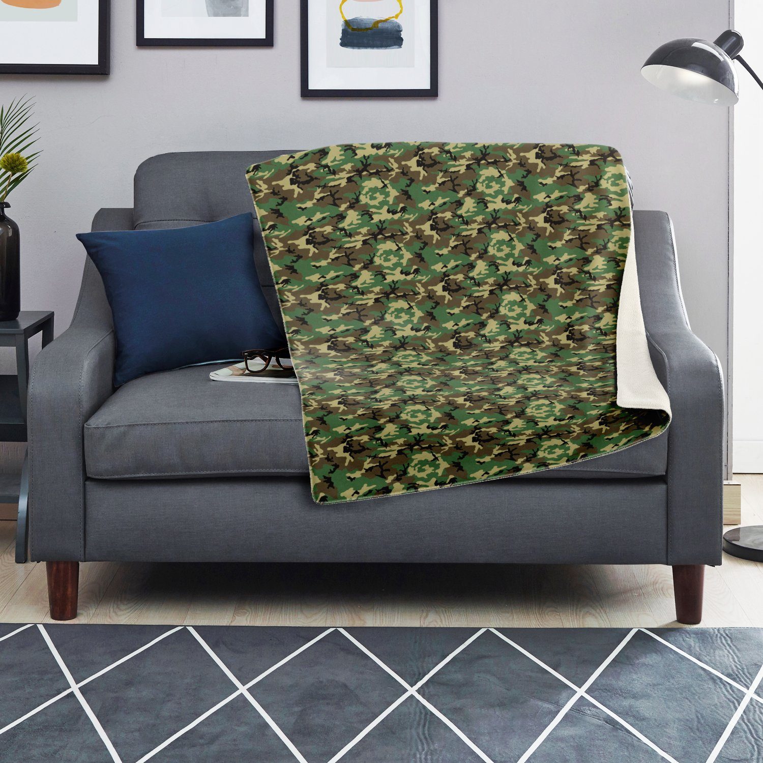 65 MCMLXV Military Camouflage Print Microfleece Blanket - 65mcmlxv