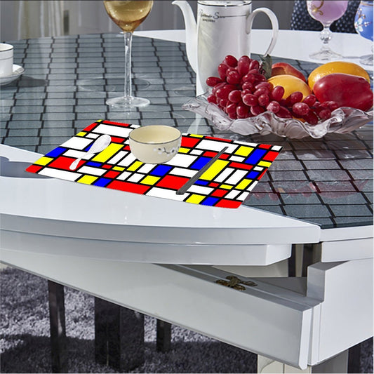65 MCMLXV Mondrian Color Block Pattern Single Placemat and Coaster Set - 65mcmlxv
