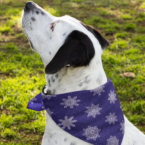 65 MCMLXV Navy Christmas Snowflakes Print Pet Bandana - 65mcmlxv