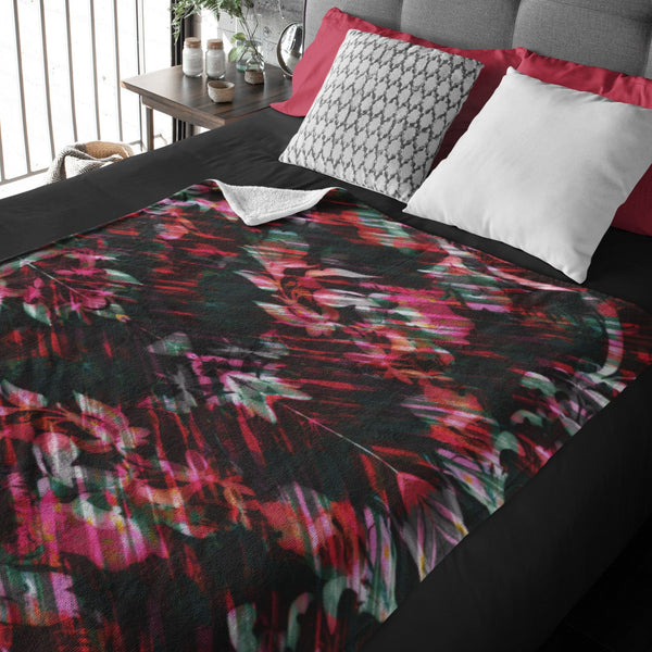 65 MCMLXV Paintbrush Floral Print Microfleece Blanket - 65mcmlxv