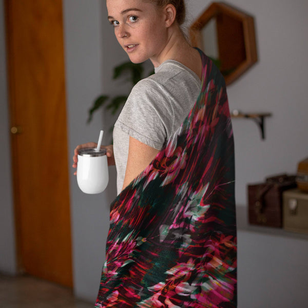 65 MCMLXV Paintbrush Floral Print Microfleece Blanket - 65mcmlxv