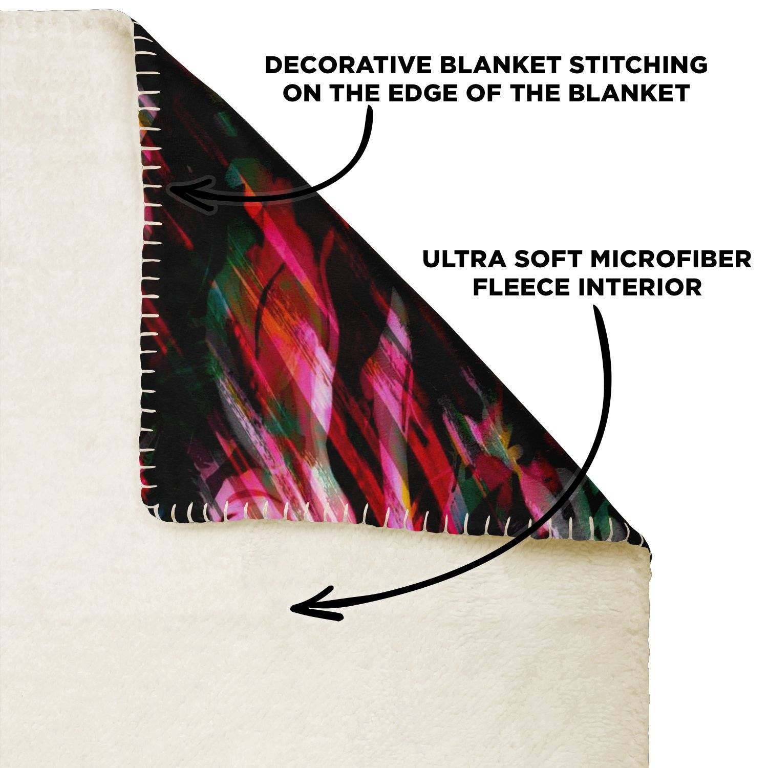 65 MCMLXV Paintbrush Floral Print Microfleece Blanket - 65mcmlxv