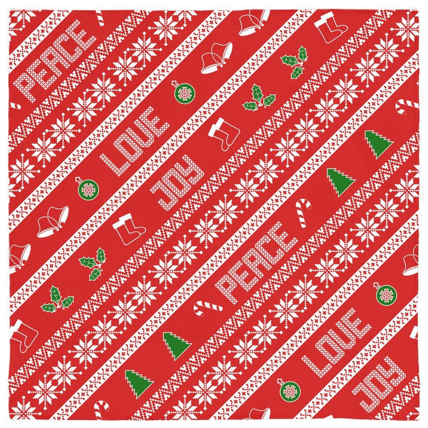 65 MCMLXV Peace Joy Love Red Christmas Sweater Print Pet Bandana - 65mcmlxv