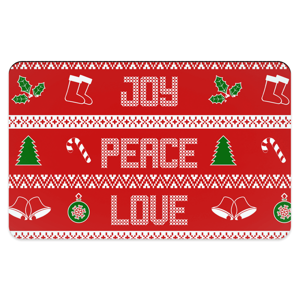 65 MCMLXV Peace Love Joy Red Christmas Print Pet Placemat - 65mcmlxv