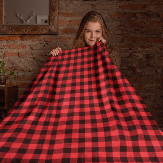 65 MCMLXV Red Buffalo Plaid Print Microfleece Blanket - 65mcmlxv