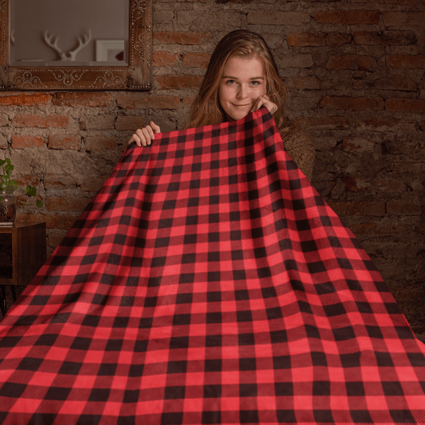 65 MCMLXV Red Buffalo Plaid Print Microfleece Blanket - 65mcmlxv