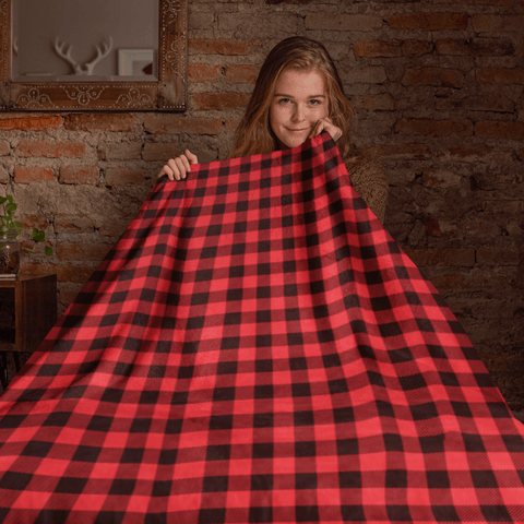 65 MCMLXV Red Buffalo Plaid Print Microfleece Blanket - 65mcmlxv