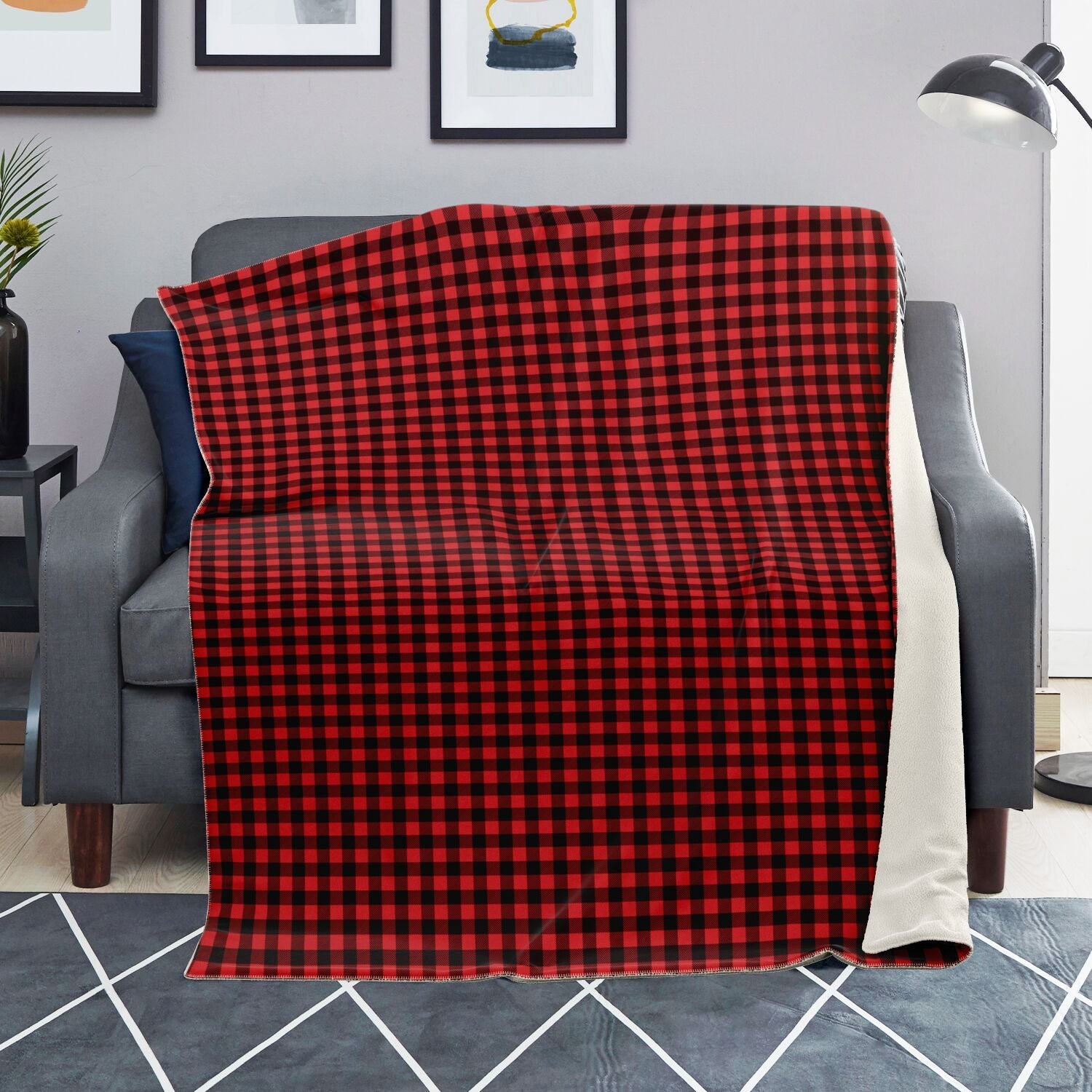 65 MCMLXV Red Buffalo Plaid Print Microfleece Blanket - 65mcmlxv
