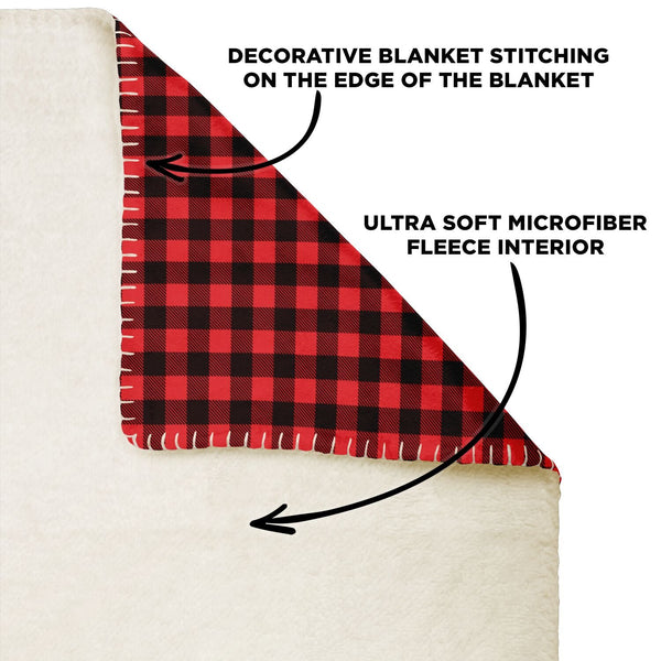 65 MCMLXV Red Buffalo Plaid Print Microfleece Blanket - 65mcmlxv