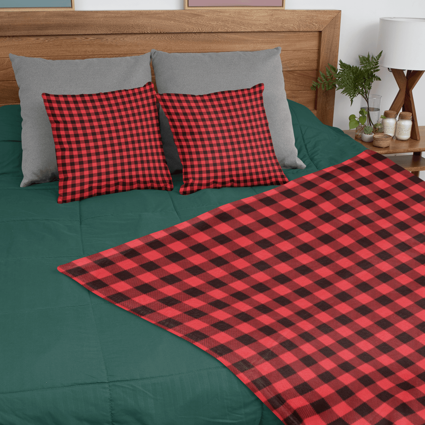 65 MCMLXV Red Buffalo Plaid Print Microfleece Blanket - 65mcmlxv