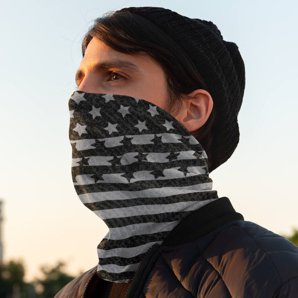 65 MCMLXV Unisex Americana Black USA Flag Print Neck Gaiter - 65mcmlxv