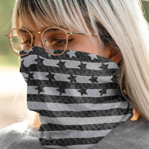 65 MCMLXV Unisex Americana Black USA Flag Print Neck Gaiter - 65mcmlxv