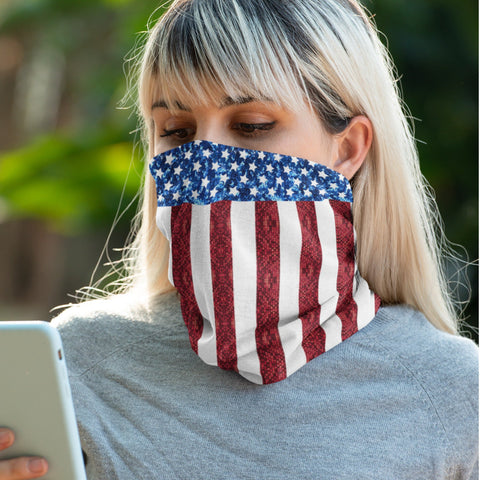 65 MCMLXV Unisex Americana USA Flag Print Neck Gaiter - 65mcmlxv