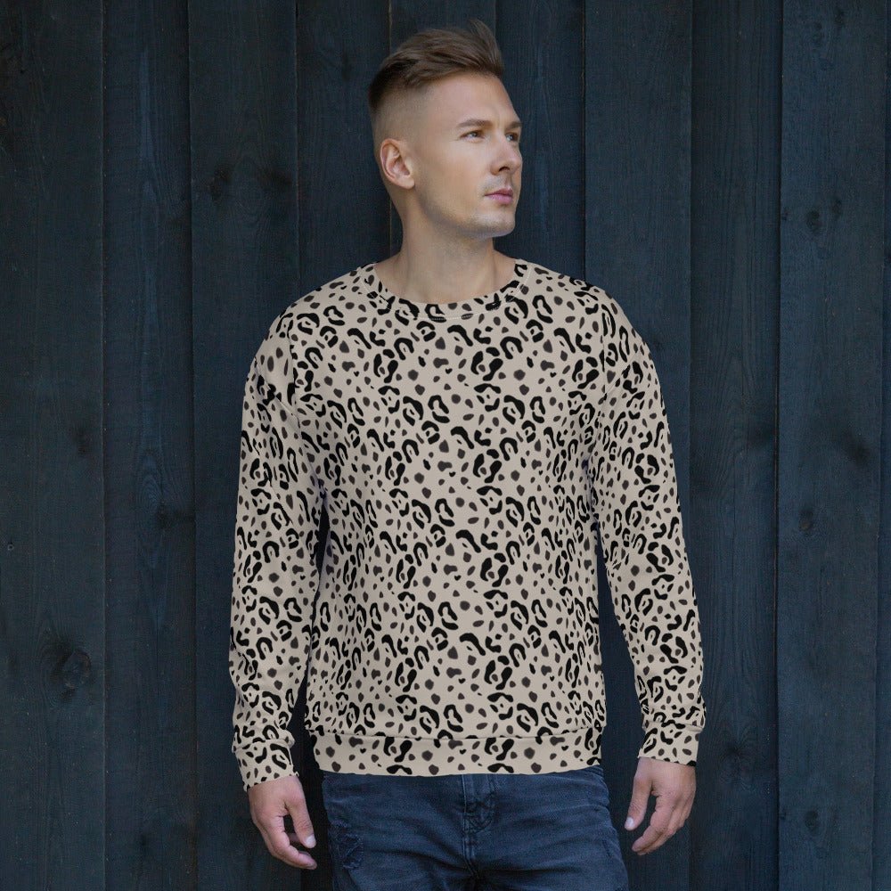 65 MCMLXV Unisex Beige Cheetah Animal Print Sweatshirt Jumper - 65mcmlxv