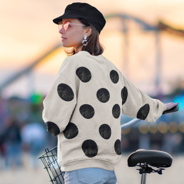 65 MCMLXV Unisex Beige Fur Polka Dot Print Sweatshirt - 65mcmlxv