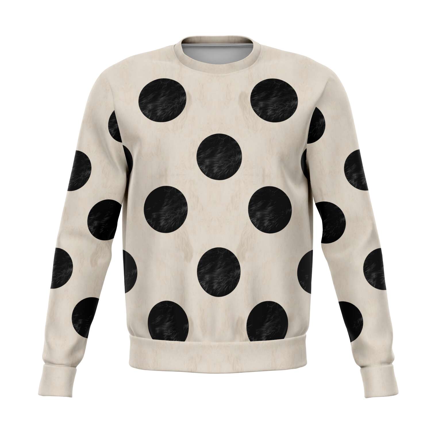 65 MCMLXV Unisex Beige Fur Polka Dot Print Sweatshirt - 65mcmlxv