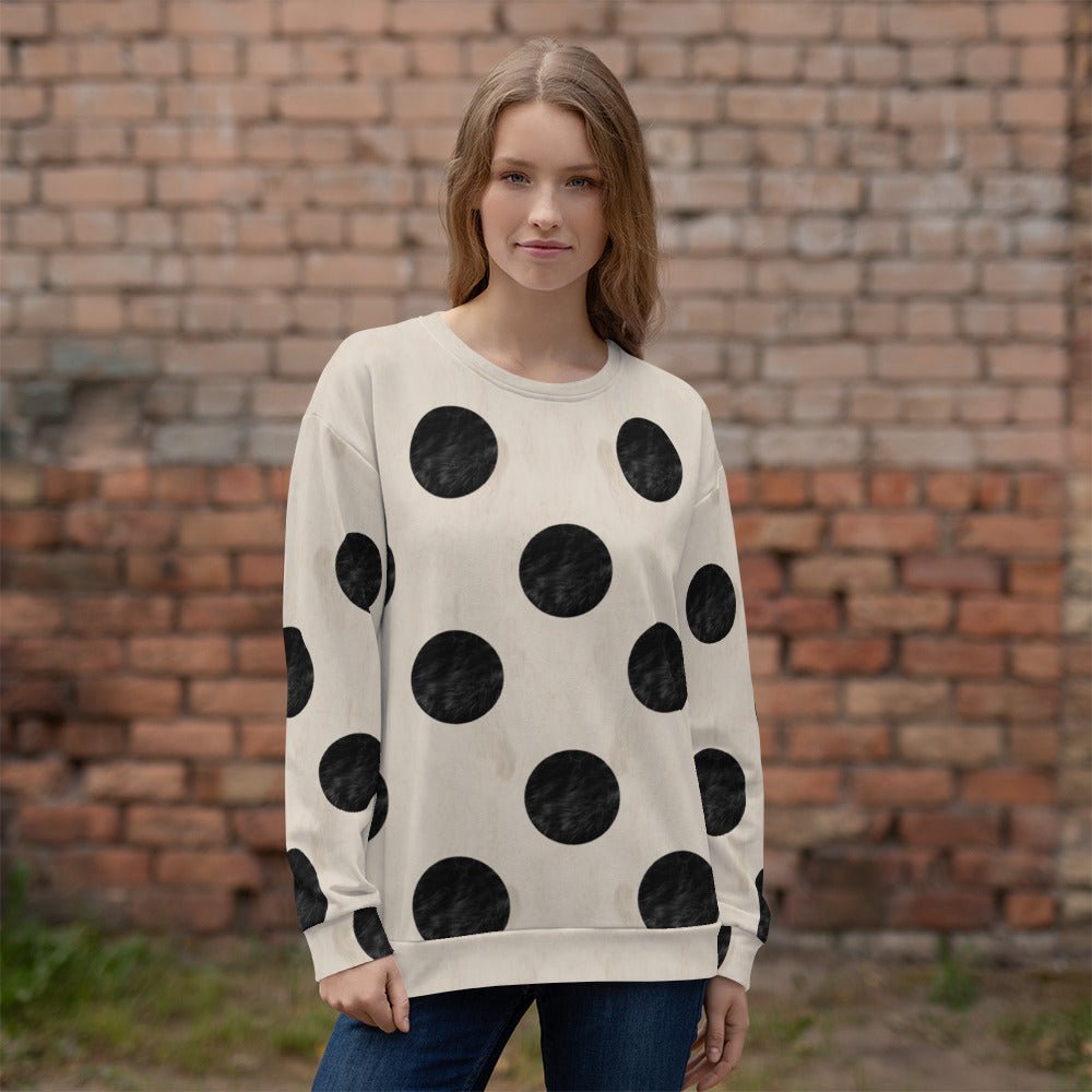 65 MCMLXV Unisex Beige Fur Polka Dot Print Sweatshirt - 65mcmlxv