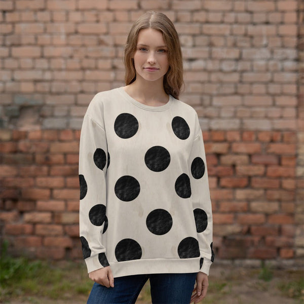 65 MCMLXV Unisex Beige Fur Polka Dot Print Sweatshirt - 65mcmlxv