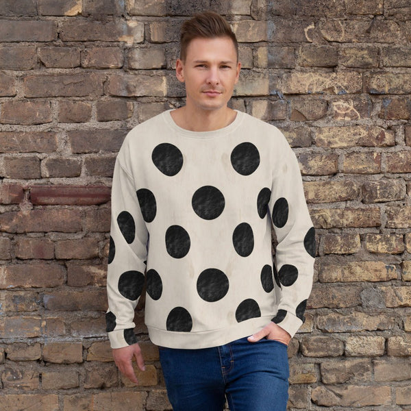 65 MCMLXV Unisex Beige Fur Polka Dot Print Sweatshirt - 65mcmlxv