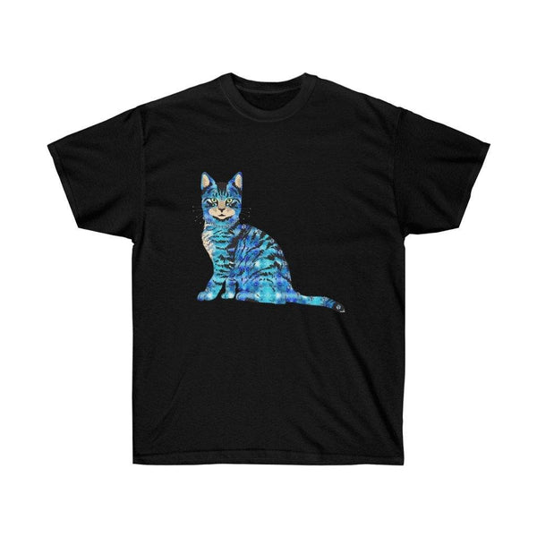 65 MCMLXV Unisex Bejeweled Blue 70s Disco Cat T-Shirt - 65mcmlxv