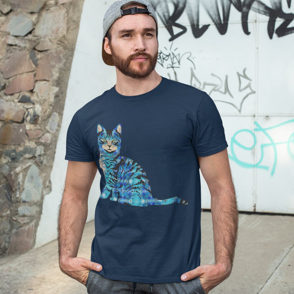 65 MCMLXV Unisex Bejeweled Blue 70s Disco Cat T-Shirt - 65mcmlxv