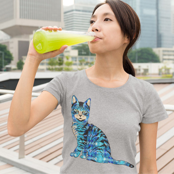 65 MCMLXV Unisex Bejeweled Blue 70s Disco Cat T-Shirt - 65mcmlxv