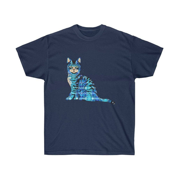 65 MCMLXV Unisex Bejeweled Blue 70s Disco Cat T-Shirt - 65mcmlxv