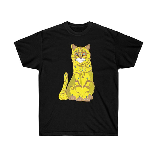 65 MCMLXV Unisex Bejeweled Yellow 70s Disco Cat T-Shirt - 65mcmlxv