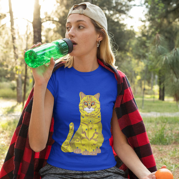 65 MCMLXV Unisex Bejeweled Yellow 70s Disco Cat T-Shirt - 65mcmlxv