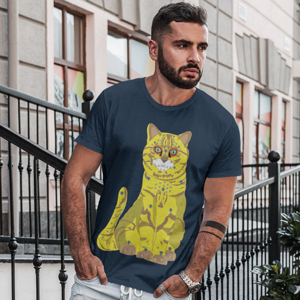 65 MCMLXV Unisex Bejeweled Yellow 70s Disco Cat T-Shirt - 65mcmlxv