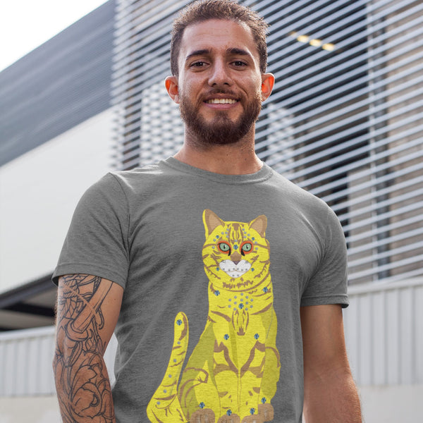 65 MCMLXV Unisex Bejeweled Yellow 70s Disco Cat T-Shirt - 65mcmlxv