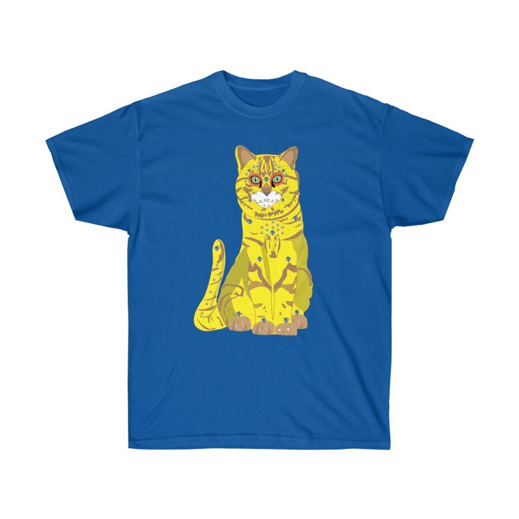 65 MCMLXV Unisex Bejeweled Yellow 70s Disco Cat T-Shirt - 65mcmlxv