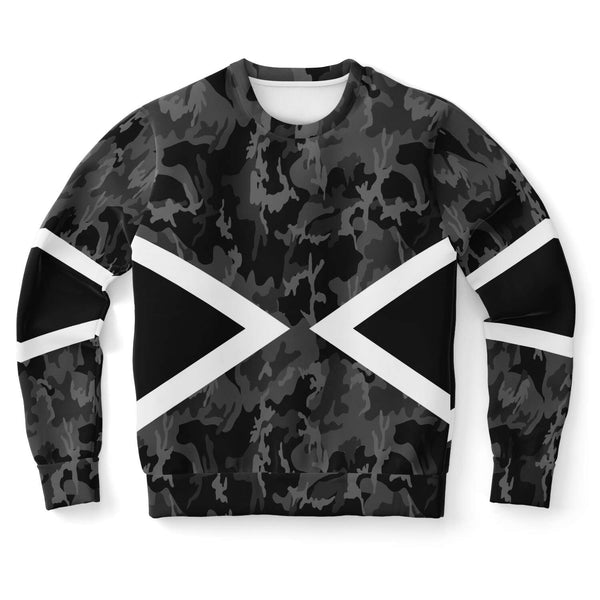 65 MCMLXV Unisex Black and White Chevron Camouflage Print Sweatshirt - 65mcmlxv
