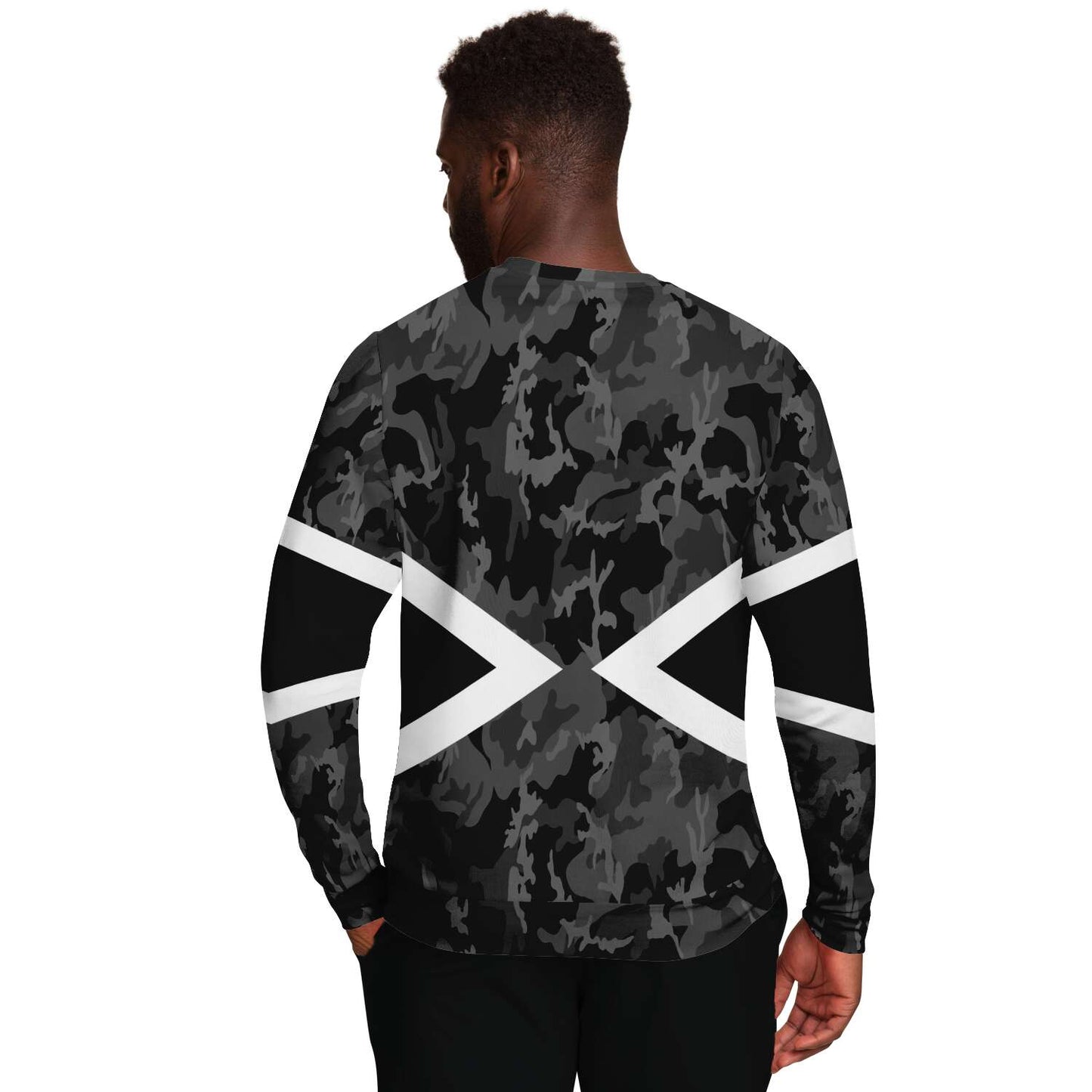 65 MCMLXV Unisex Black and White Chevron Camouflage Print Sweatshirt - 65mcmlxv