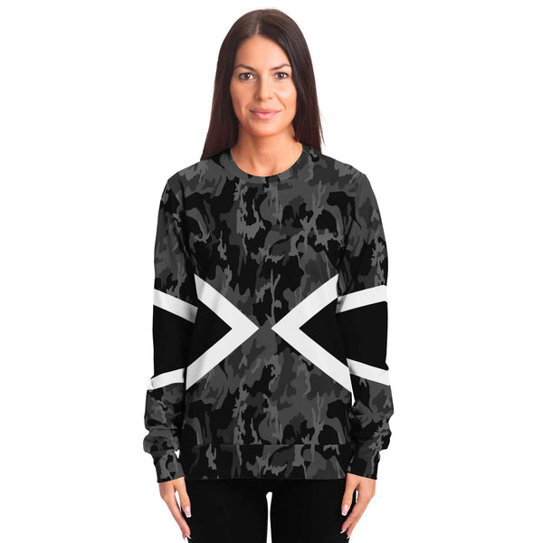 65 MCMLXV Unisex Black and White Chevron Camouflage Print Sweatshirt - 65mcmlxv