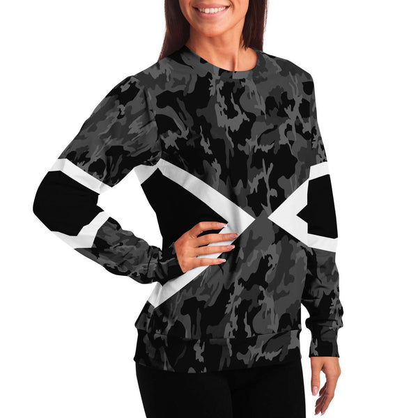 65 MCMLXV Unisex Black and White Chevron Camouflage Print Sweatshirt - 65mcmlxv