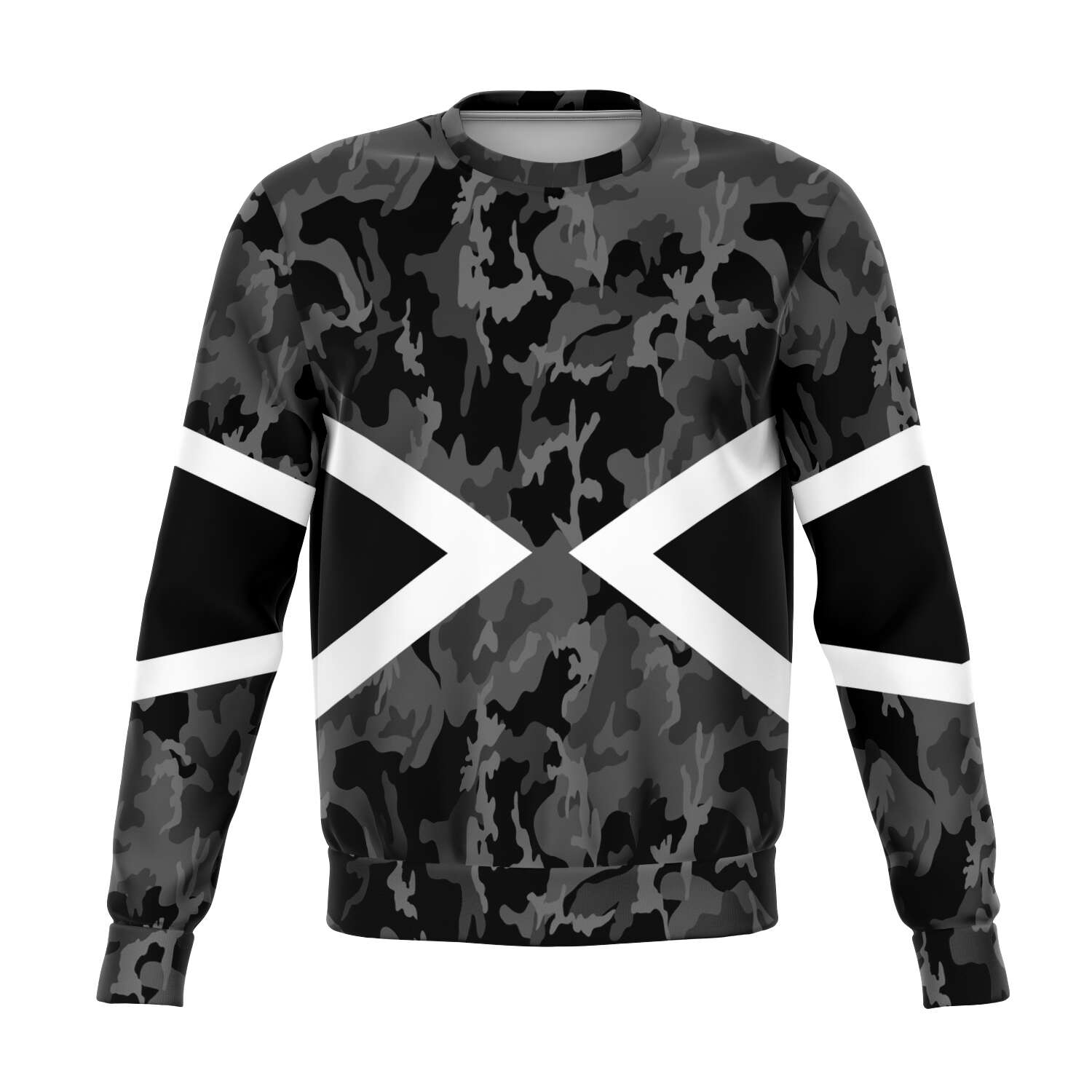 65 MCMLXV Unisex Black and White Chevron Camouflage Print Sweatshirt - 65mcmlxv