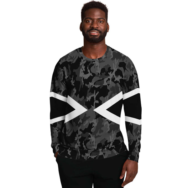 65 MCMLXV Unisex Black and White Chevron Camouflage Print Sweatshirt - 65mcmlxv