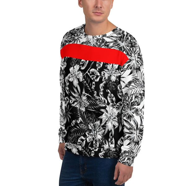 65 MCMLXV Unisex Black and White Positive/Negative Tropical Floral Print Fleece Sweatshirt - 65mcmlxv
