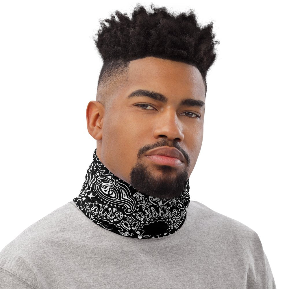 65 MCMLXV Unisex Black Bandana Print Neck Gaiter - 65mcmlxv