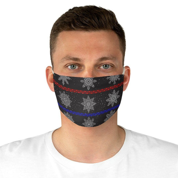 65 MCMLXV Unisex Black Christmas Snowflake Stripe Print Face Mask - 65mcmlxv