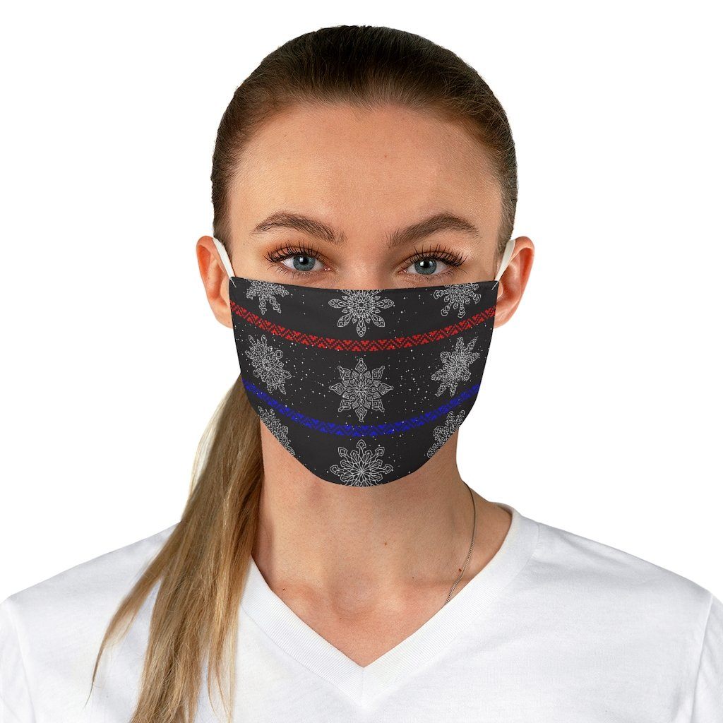 65 MCMLXV Unisex Black Christmas Snowflake Stripe Print Face Mask - 65mcmlxv
