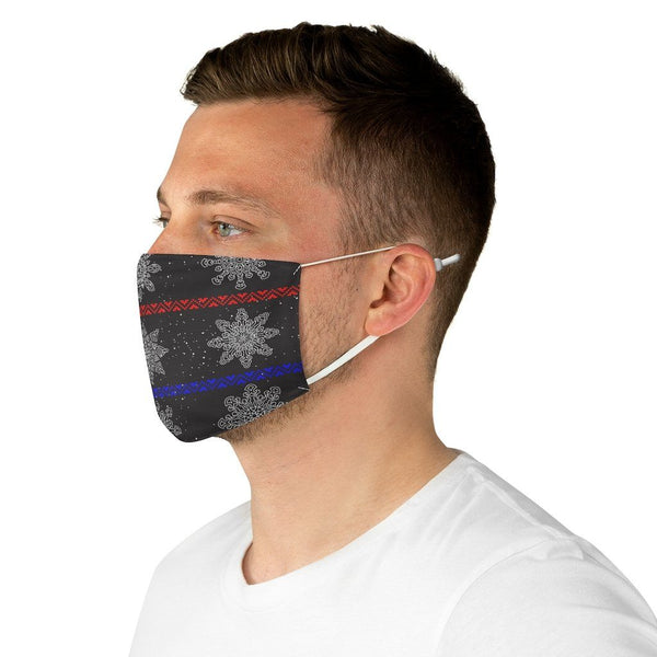 65 MCMLXV Unisex Black Christmas Snowflake Stripe Print Face Mask - 65mcmlxv